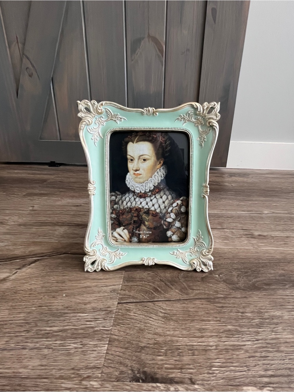 Ornate Mint Green Decorative Picture Frame with Gold Accents
